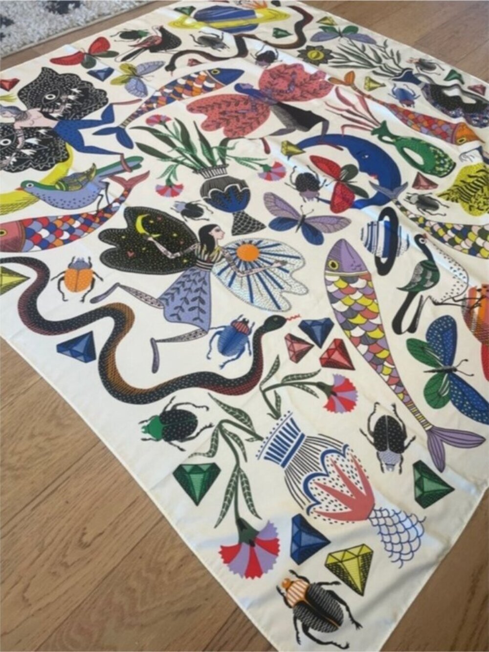 Bimba y Lola Botanical Scarf Anthropologie Floral Square Silk Blend Spain Multic - Picture 2 of 8